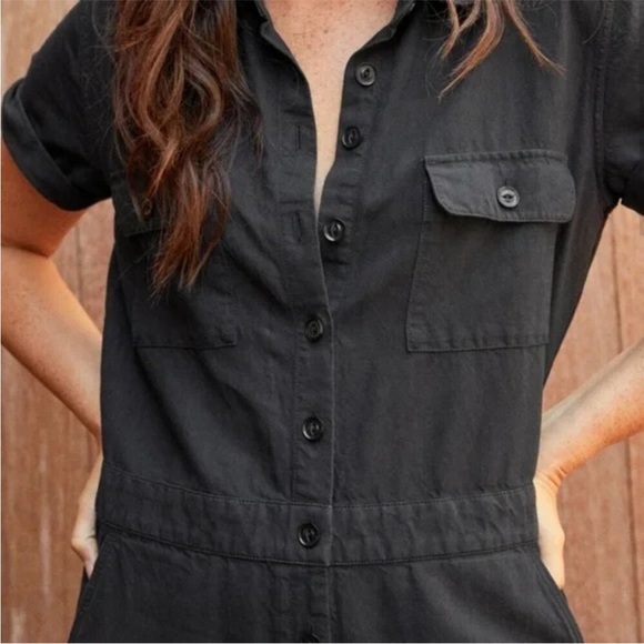 Outerknown SEA Jumpsuit Organic Cotton Short Sleeve - Charcoal Gray, Size S - Picture 3 of 8